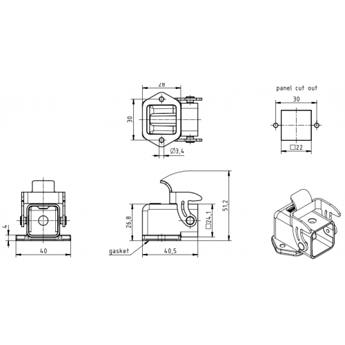 Корпус блочный Harting 09200030801