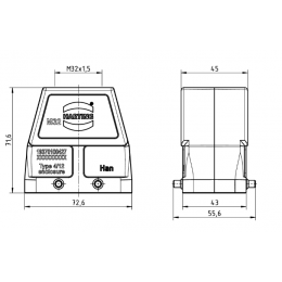 Кожух кабельный Harting Han 10М М32