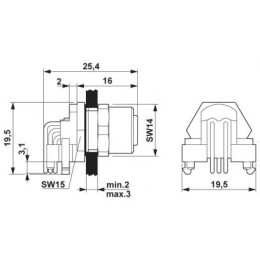 Встраиваемый соединитель Phoenix Contact SACC-DSIV-M12FSD-4CON-L90