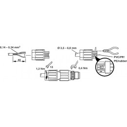 Соединитель для датчика/исполнительного устройства Phoenix contact SACC-M12MS-4QO-0,34-M